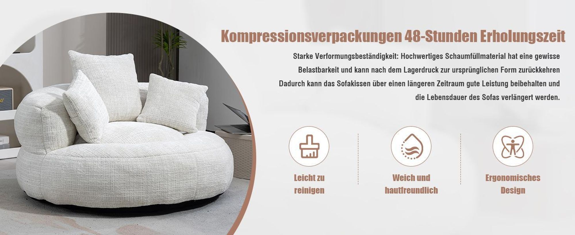 LVHOM Lazy Sofa mit 3 Kissen, Klassischer Sitzsack mit Füllung, Bean Bag mit Sitzpuff, Chenille Kuschelstuhl Sitzsäcke, Chaiselongue, Schwarz