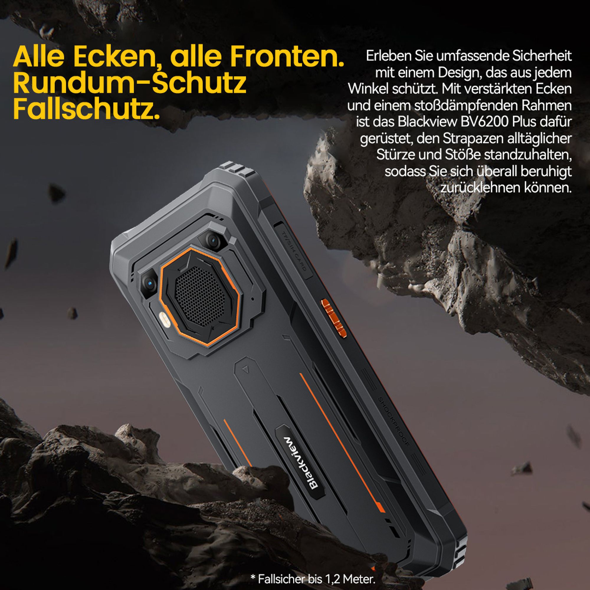 Blackview BV6200 Plus(2025) Outdoor Handy Ohne Vertrag, 11000mAh/18W/5W Reverse Charging, 24GB+256GB,98DB Lautsprecher, 6.56", IP69, Gemini, NFC