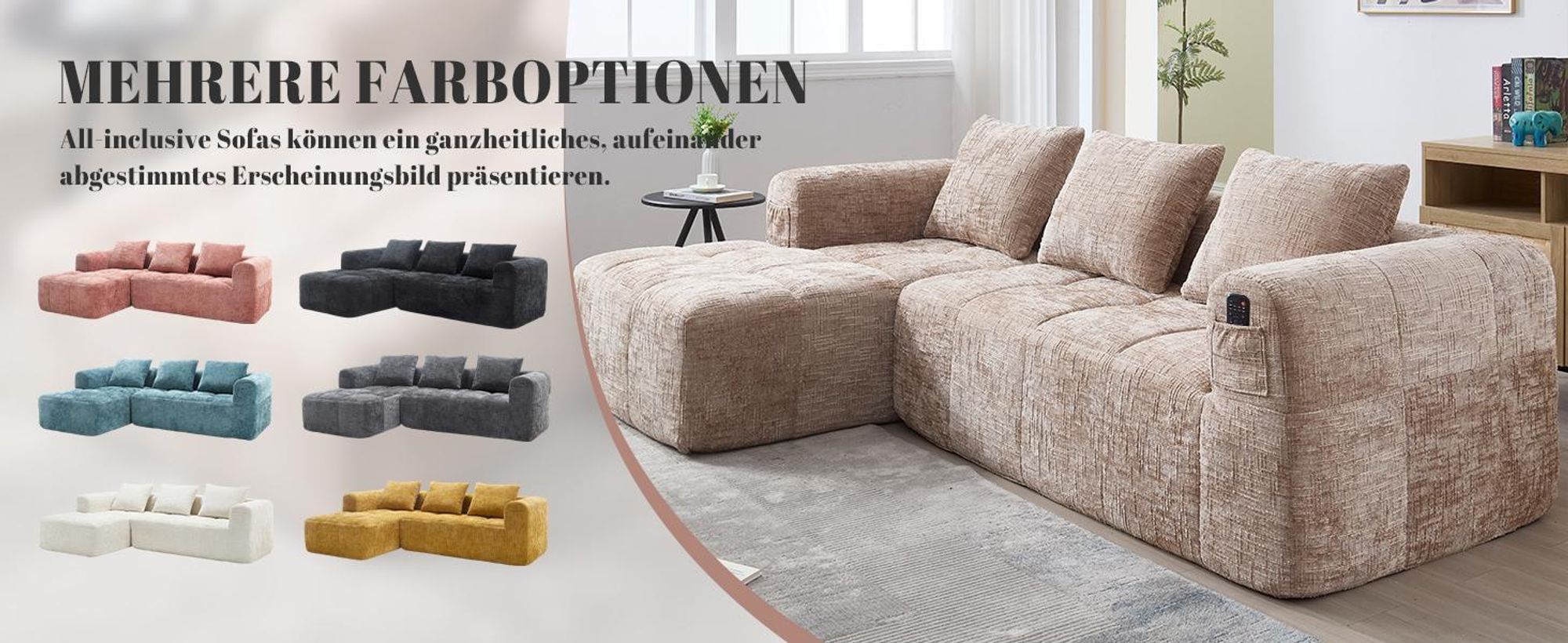 LVHOM Ecksofa mit Schlaffunktion L-Form, Schlafsofa mit Seitentaschen, 3-Sitzer, Wohnzimmersofa, Couch, Bettsofa, Polsterecke Couchgarnitur, Schwarz