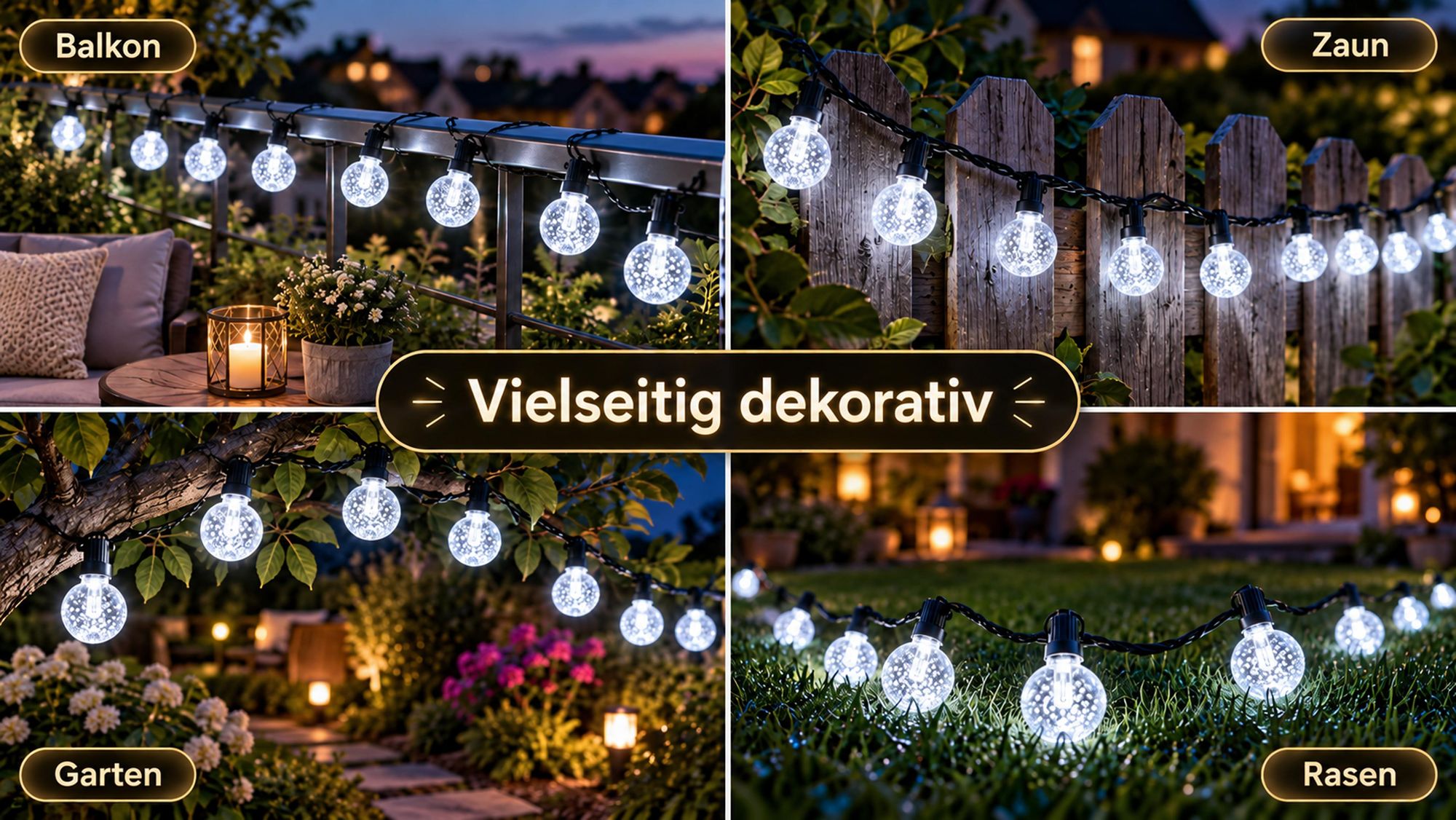 5M Lichterkette Außen Solar Glühbirnen LED Lichterketten, Innen Außen Weihnachten Beleuchtung Outdoor Garten Deko, Weiß