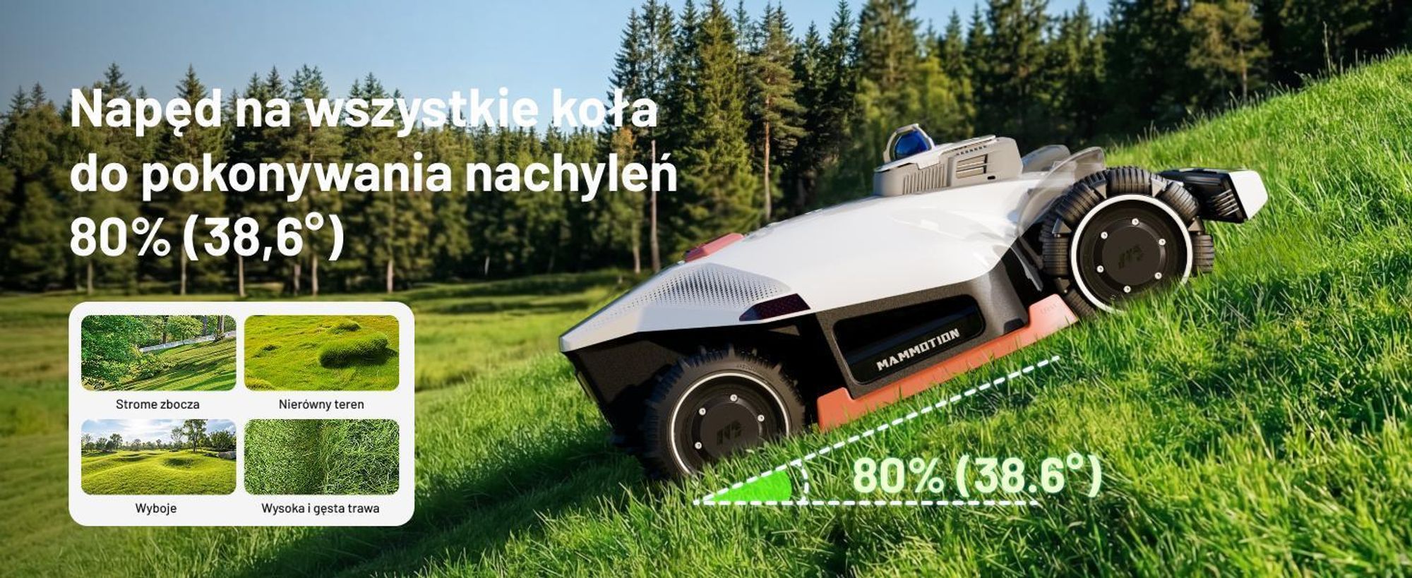 Robotická sekačka Mammotion LUBA 3 AWD 3000 s garáží a mycím stojanem, do 3000 m², pohon všech kol, stoupání 80 %, auto mapování, 4G modul, APP