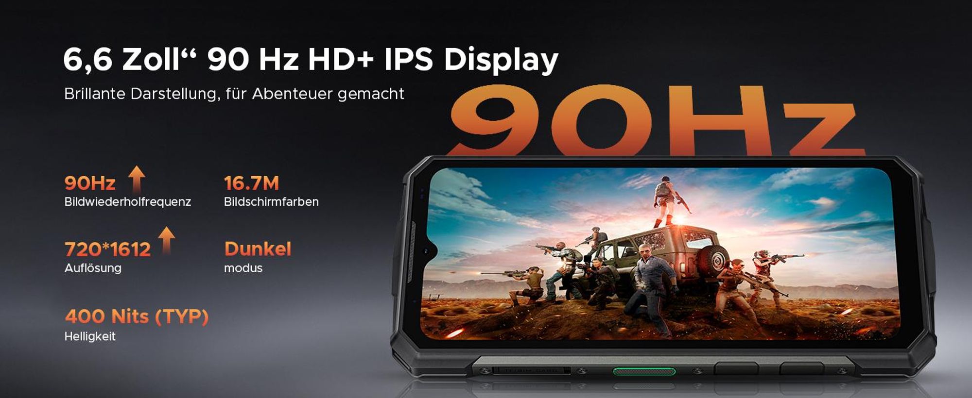 DOOGEE Fire 5 Ultra Outdoor Smartphone Handy, 4G, IP68/IP69K, 6,6" 90Hz, 13000mAh, 32+256GB, 48MP, NFC, Fingerabdruck, ohne Vertrag