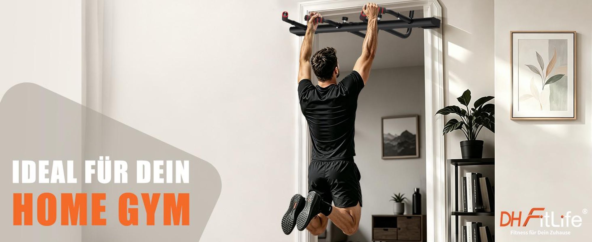 DH FitLife Klimmzugstange für Türrahmen verstellbar bis 200 kg 50–90 cm