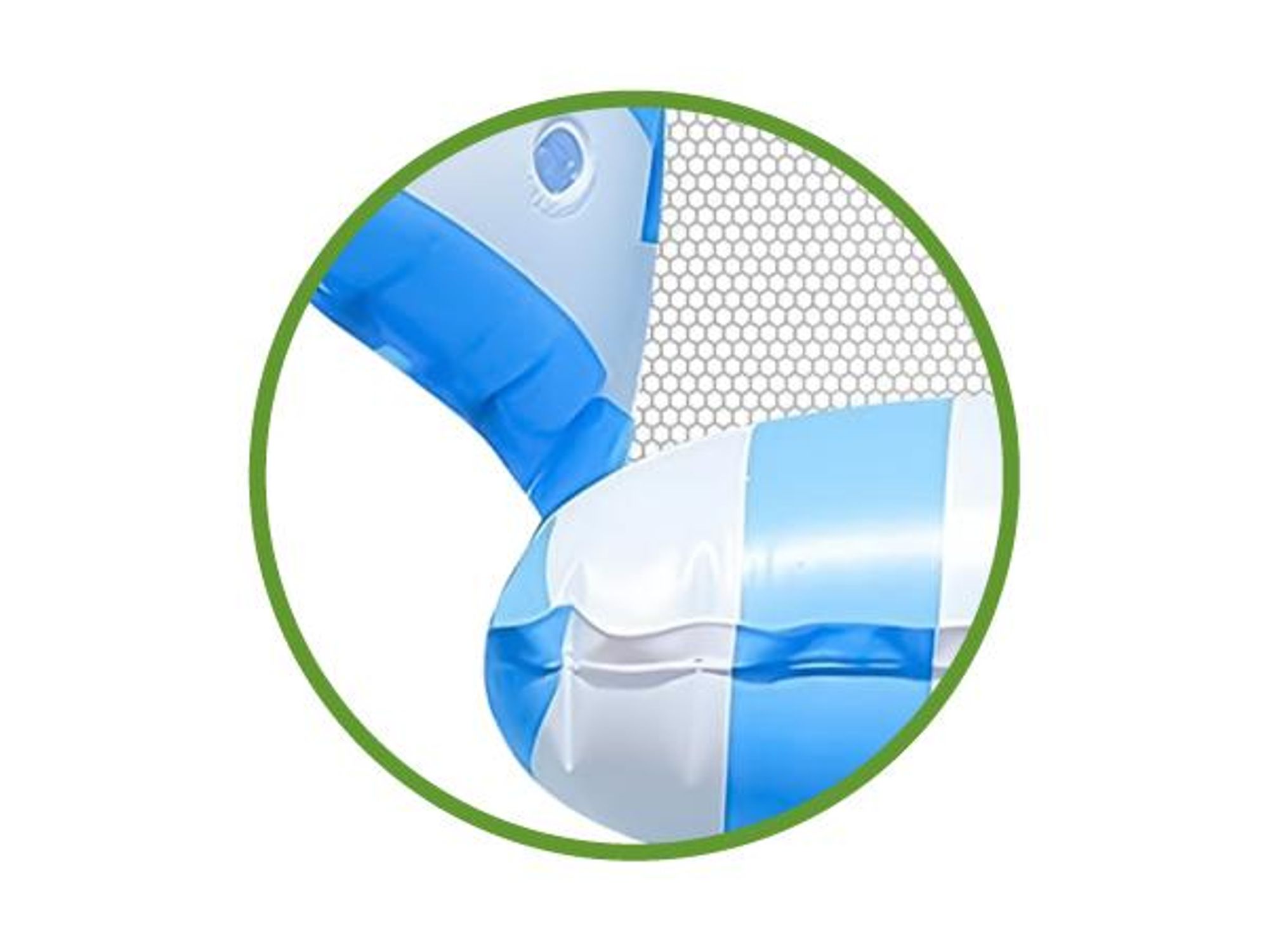 KRUMAD Wasserhängematte Aufblasbar 107x107 cm, Schwimmnetz mit Kopfstütze, Poolmatte für Erwachsene, Liege Wassermatratze Weiß-Blau
