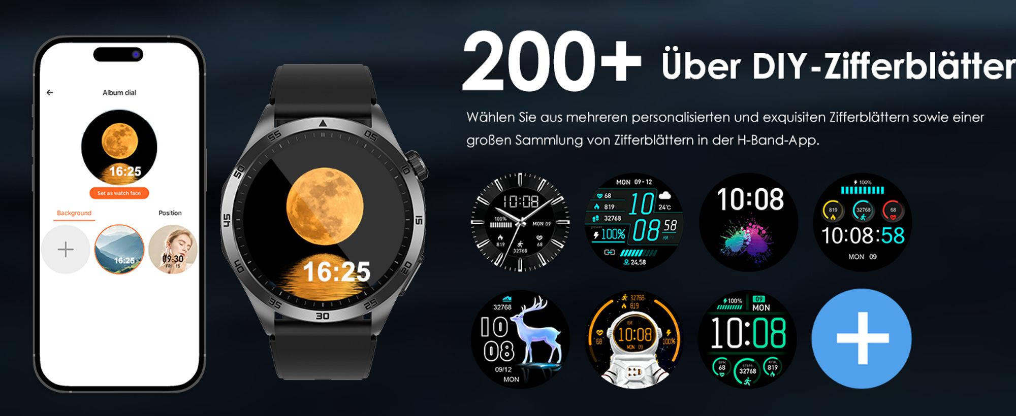 Smartwatch Herren Damen Gesundheitsuhr 1,43 Zoll Smart Watch Always-On Display mit Telefonfunktion, 24-Stunden-Herzfrequenz, Android iOS Wetter