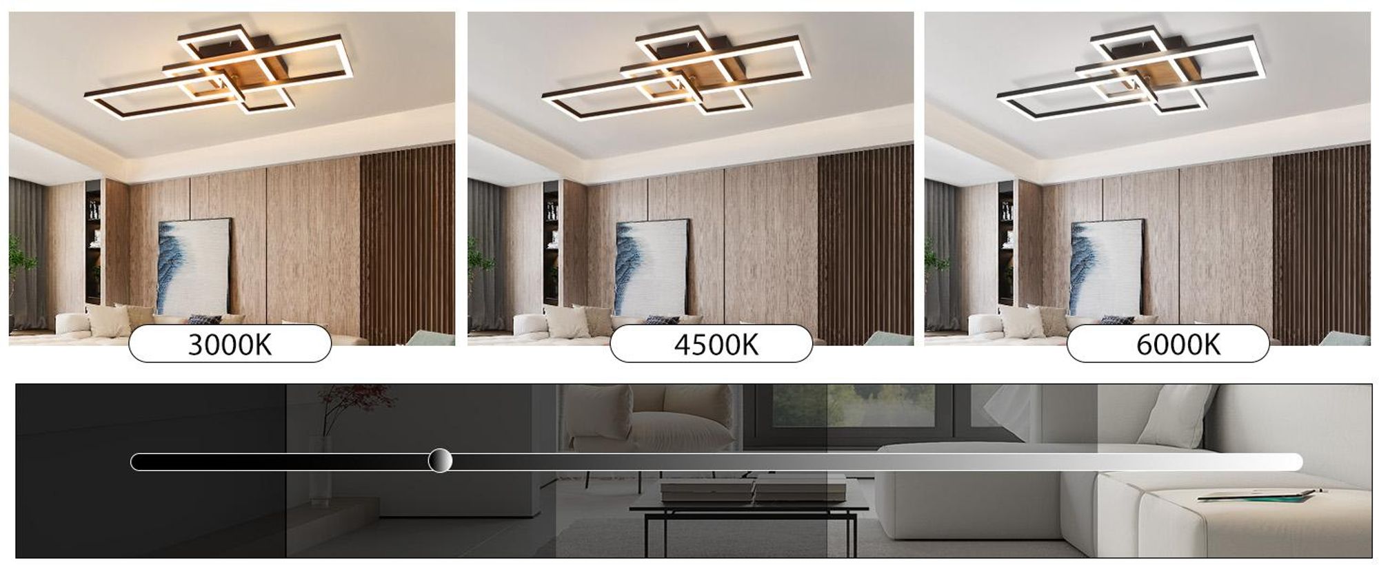 ZMH LED Deckenlampe 64CM Deckenleuchte 36W Wohnzimmerlampe Dimmbar Schwarz Holz Schlafzimmerlampe mit Fernbedienung für Esszimmer Arbeitszimmer