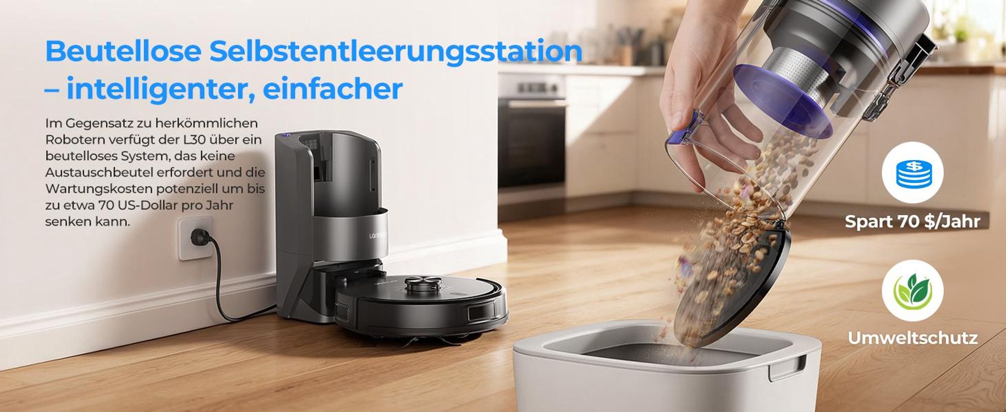 Laresar Lasernavigation Staubsauger Roboter, Roboter Staubsauger mit 10000Pa,kehren, Saugen und Wischen 4 in 1,L30+