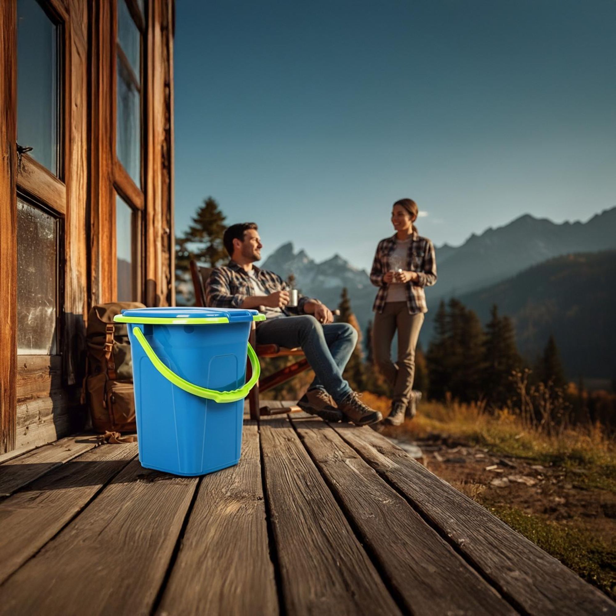 Reise WC Toilette Campingtoilette Eimertoilette Mobil Camping Outdoor Eimer 19L Türkis-Limone