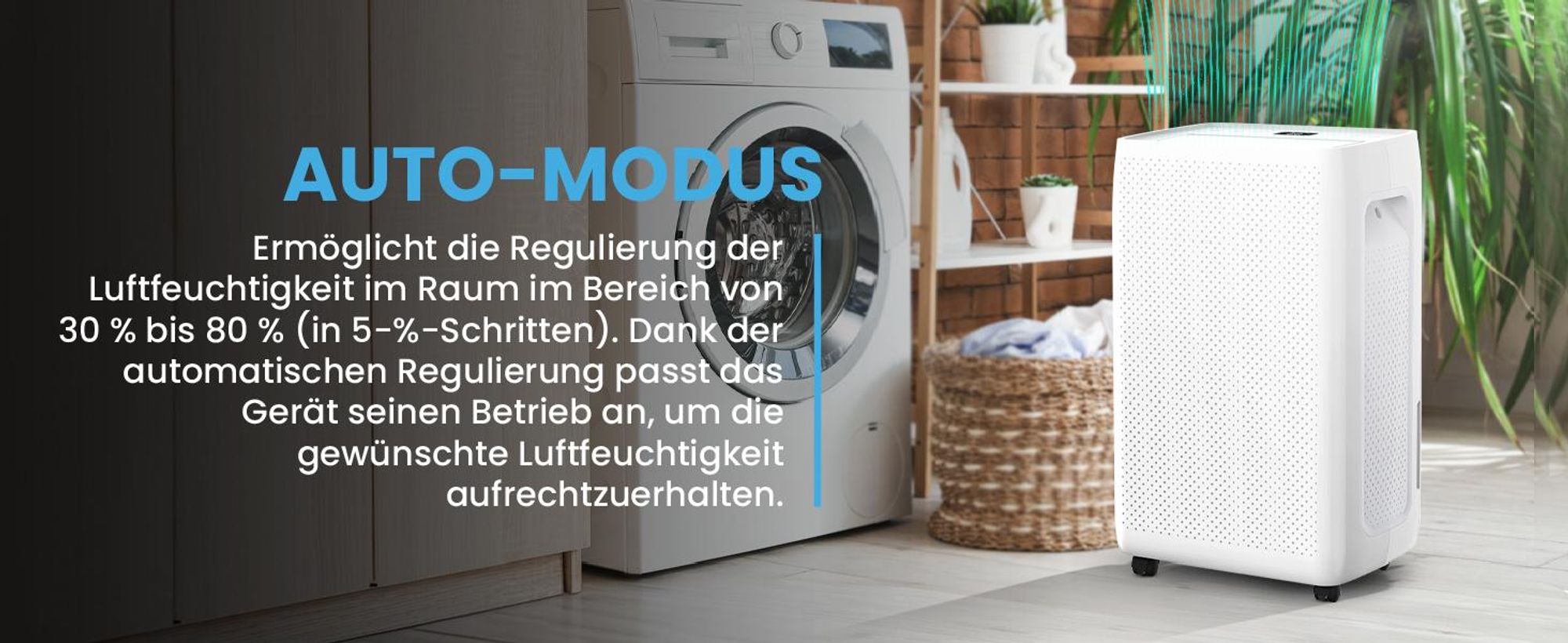 Weiss Luftentfeuchter bis zu 45m² mit Timer und WiFi