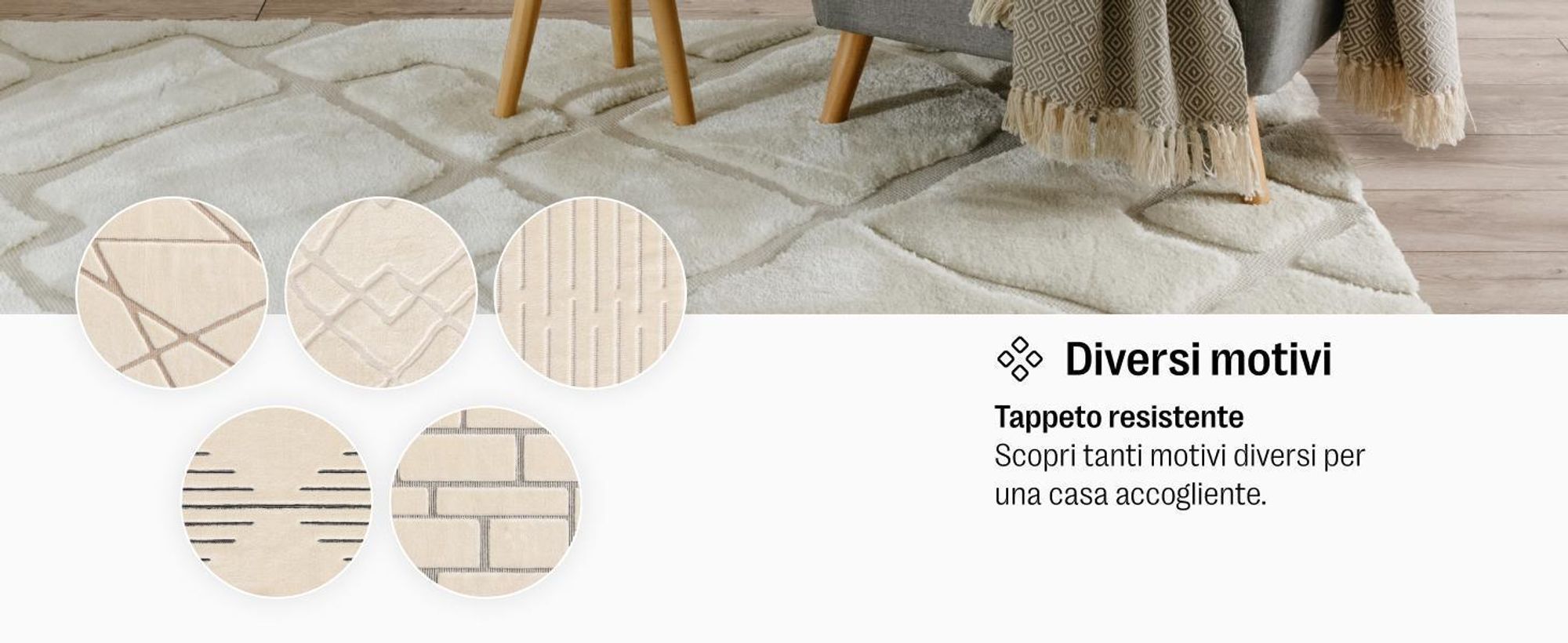 benuta tappeto soggiorno Elvy Crema/Beige 140x200 cm tappeto soggiorno rettangolare fantasia pelo corto morbido soffice
