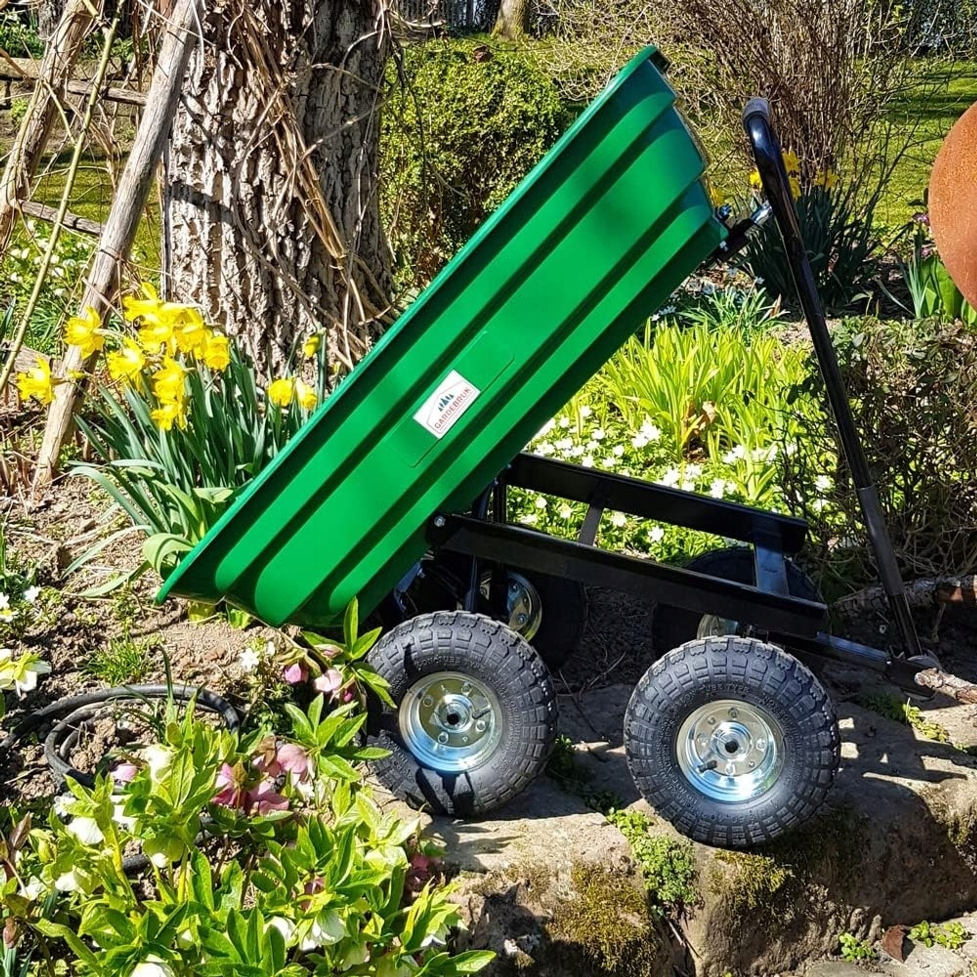 ELMAX | Gartenwagen mit Kippfunktion, 300KG, Handwagen mit 75L, Bollerwagen für Gartenarbeit, Handwagen