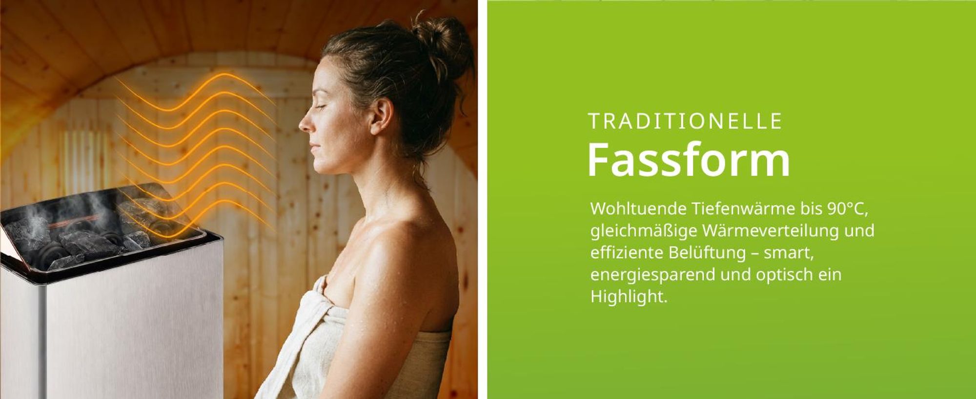 Artsauna Outdoor Fasssauna Spitzbergen 120 für 2 Personen - 3,6 kW Ofen & Zubehör