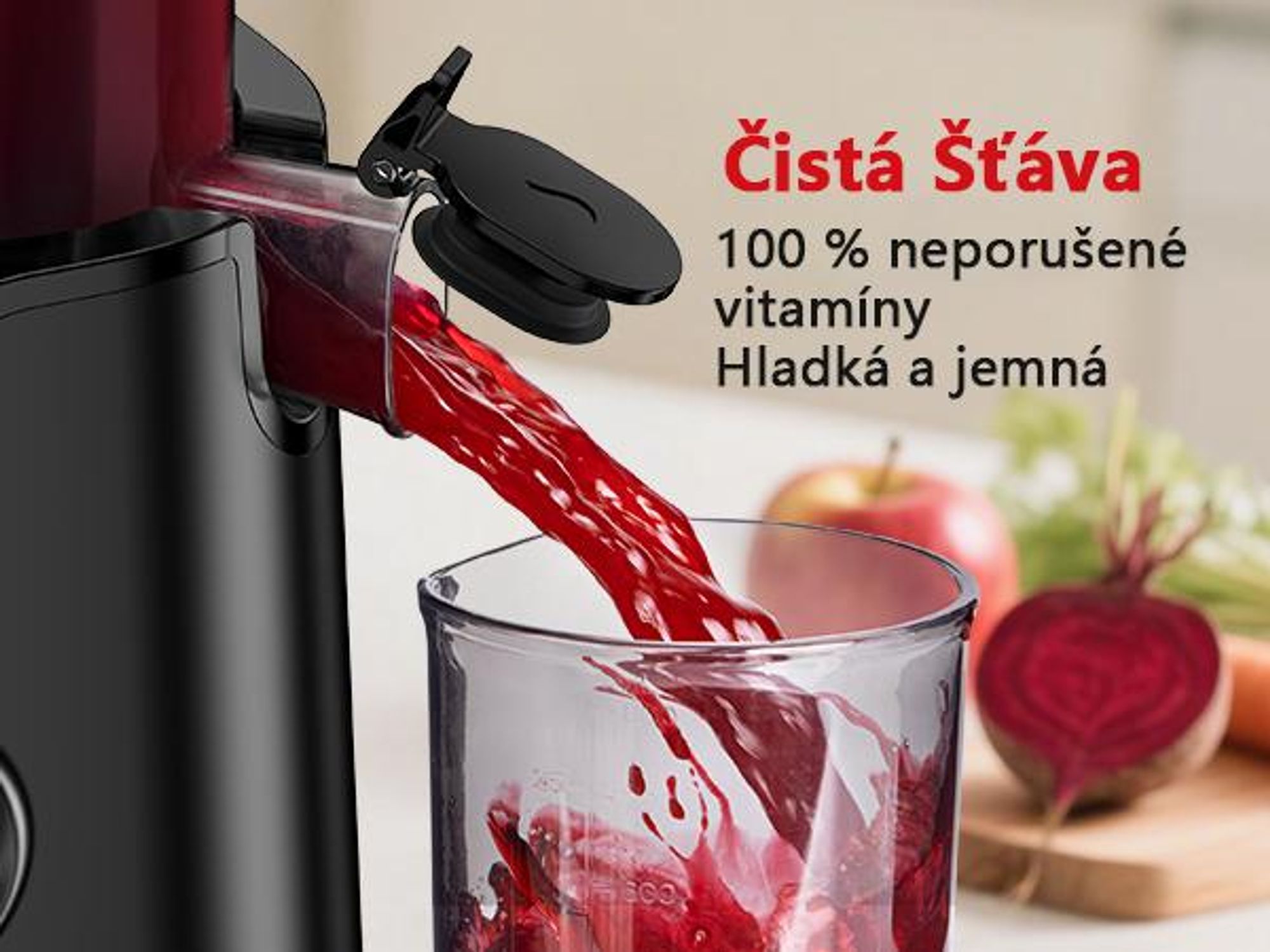 LINKChef SJ-051-EU-BL Pomalý odšťavňovač -  CE 200W Výkon 1.2L Velká kapacita Dva plnicí zásobníky Snadné čištění - černá