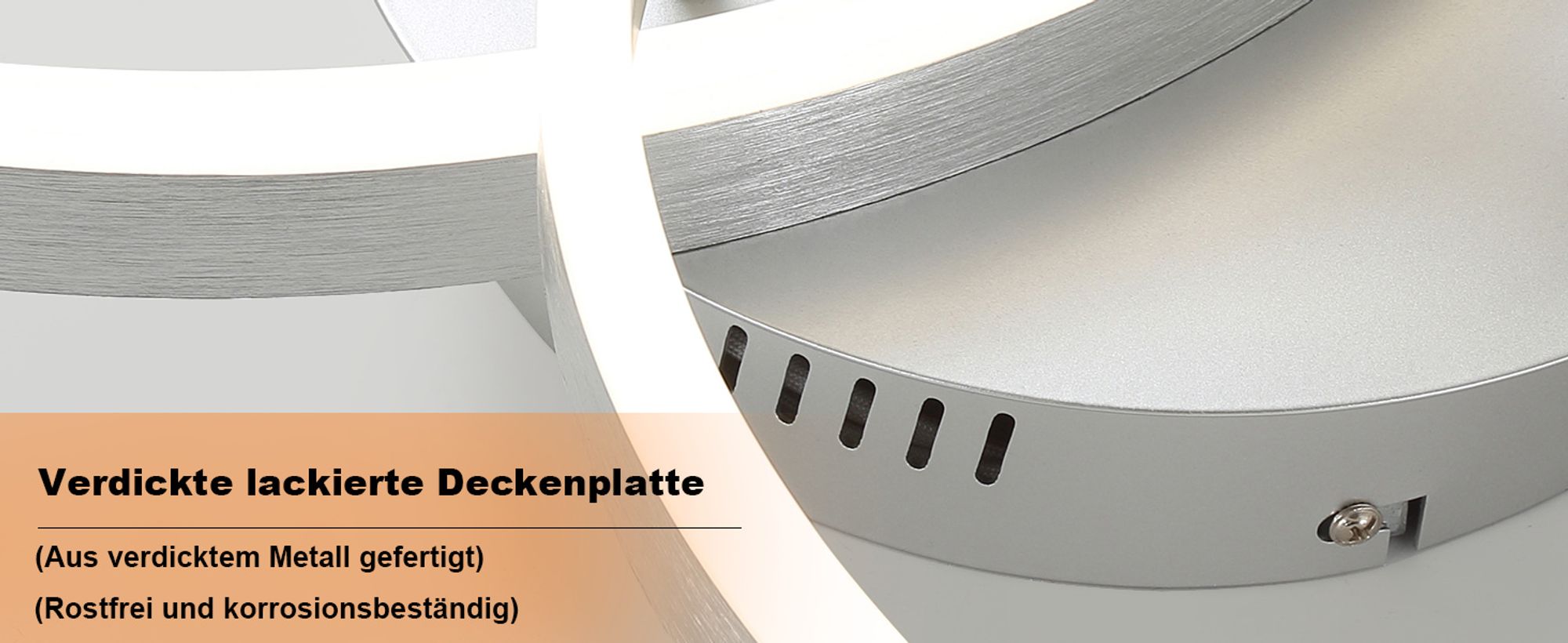 ZMH LED Deckenleuchte 46W Dimmbar Wohnzimmer 59CM Deckenlampe mit Fernbedienung 2 Ring Silber Deckenbeleuchtung Schlafzimmerlampe für Wohnzimmer flur