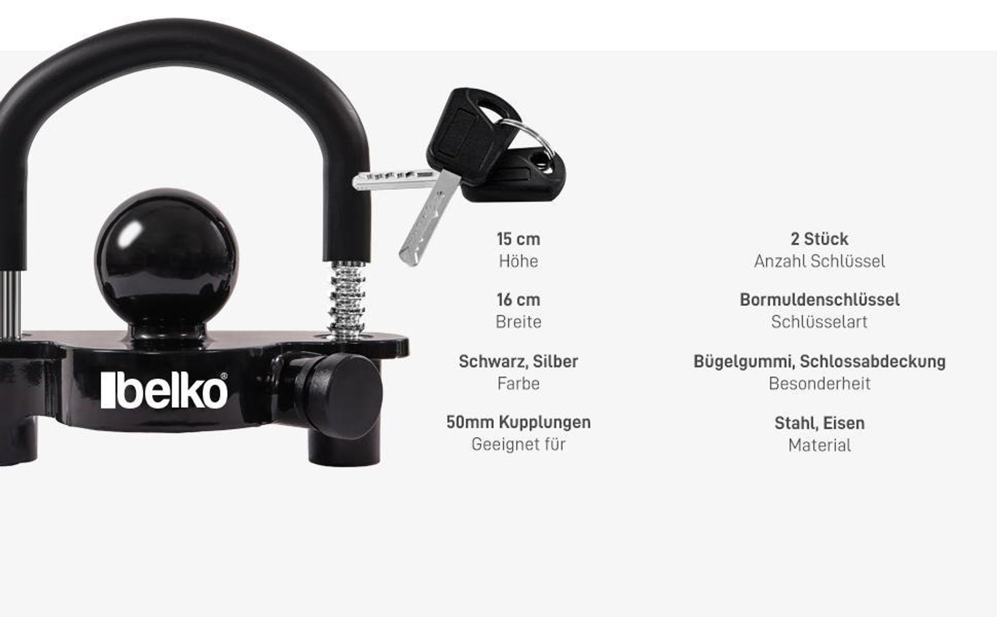 Belko® Anhängerschloss 50mm, Schwarz
