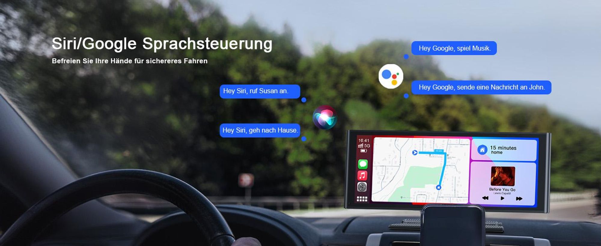 9,26" CarPlay Display für Apple CarPlay & Android Auto, Tragbarers Carplay Autoradio IP67 Rückfahrkamera  OTA-Updates GPS Bluetooth 5.0