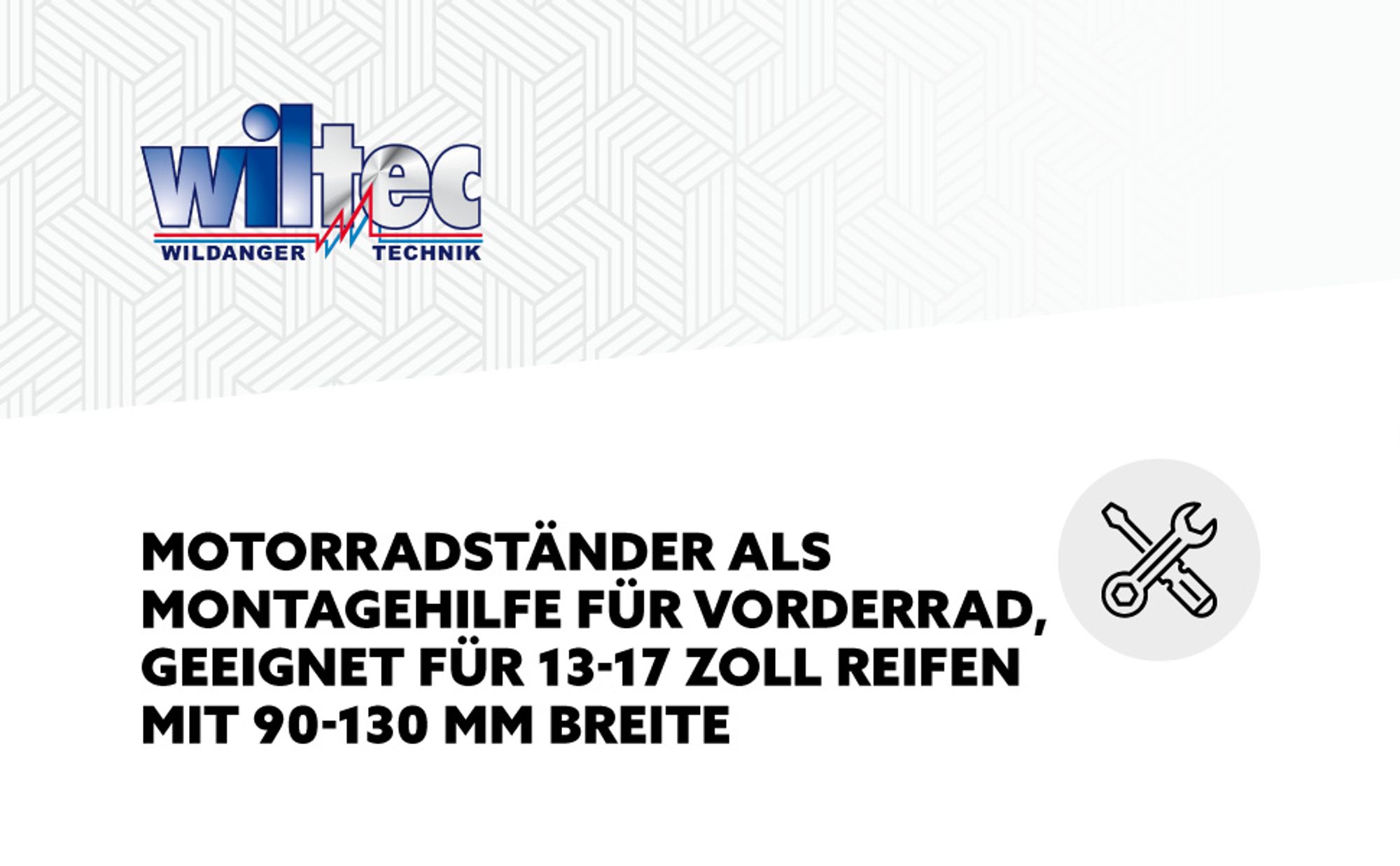 Wiltec Motorradständer vorne für 13-17" 90-130 mm Reifen, 660 x 580 x 180 mm, als Montagehilfe aus Stahl für Vorderrad, Motorradheber