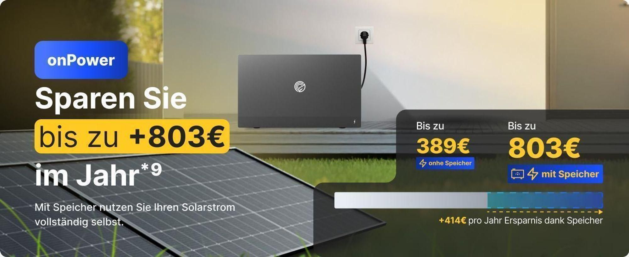 Balkonkraftwerk 2000W Solaranlage Steckerfertig Komplettset Photovoltaik Anlage 800W, Kabellänge: 5m, Solakon - onPower