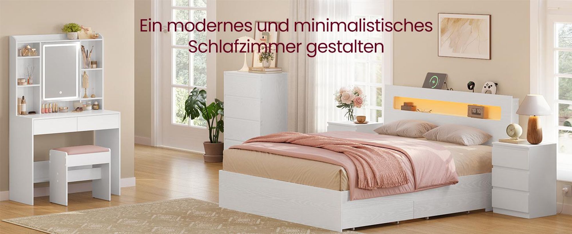 VASAGLE Hocker Schminktisch, gepolstert, Samt, mit rutschfesten Fußpads