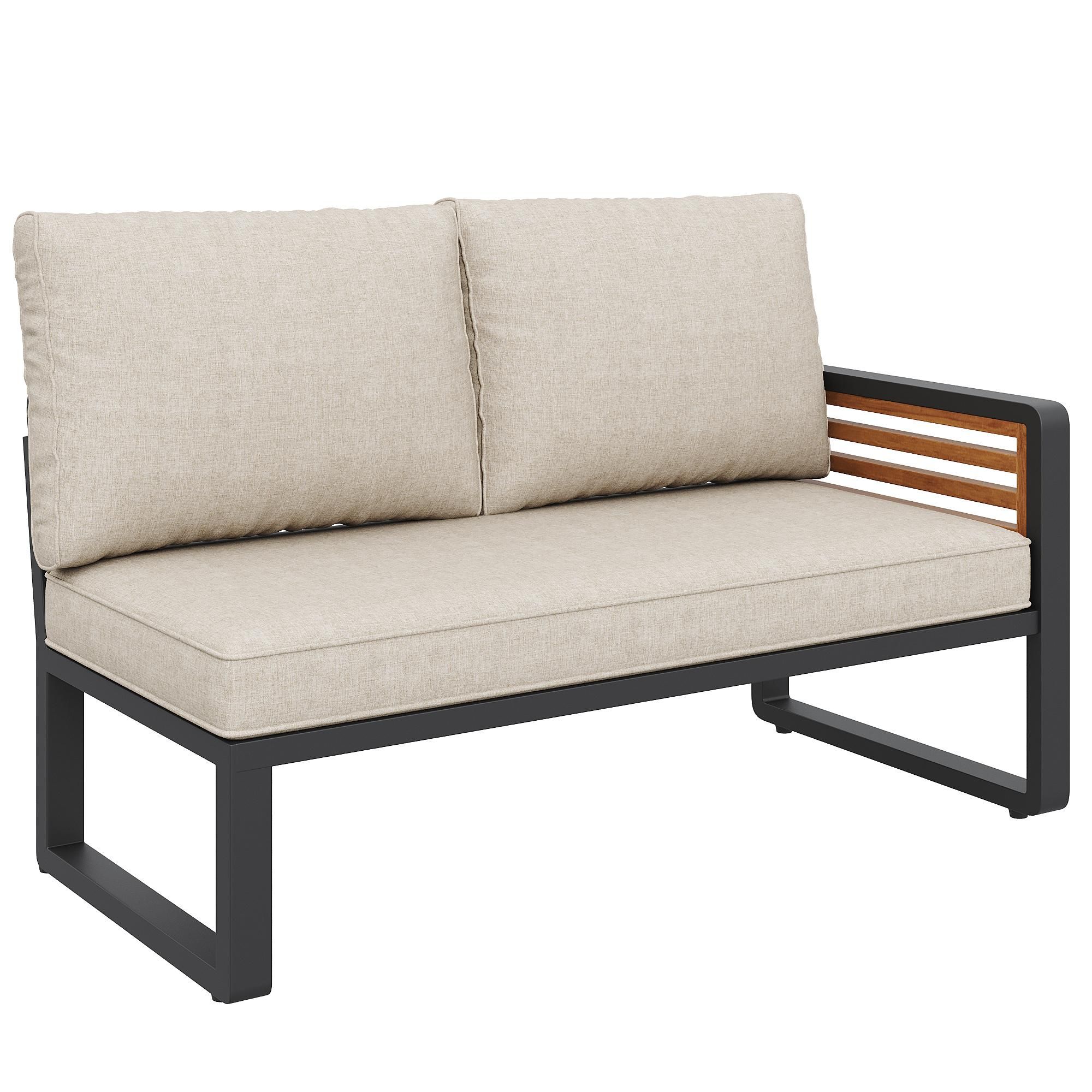 Flieks Gartenlounge-Set 7-teilig, Gartensofa mit Ecksofa, Stuhl und Tisch, Gartenmöbelset mit Kissen für 8 Personen, Gartengarnitur Sofagarnitur Beige