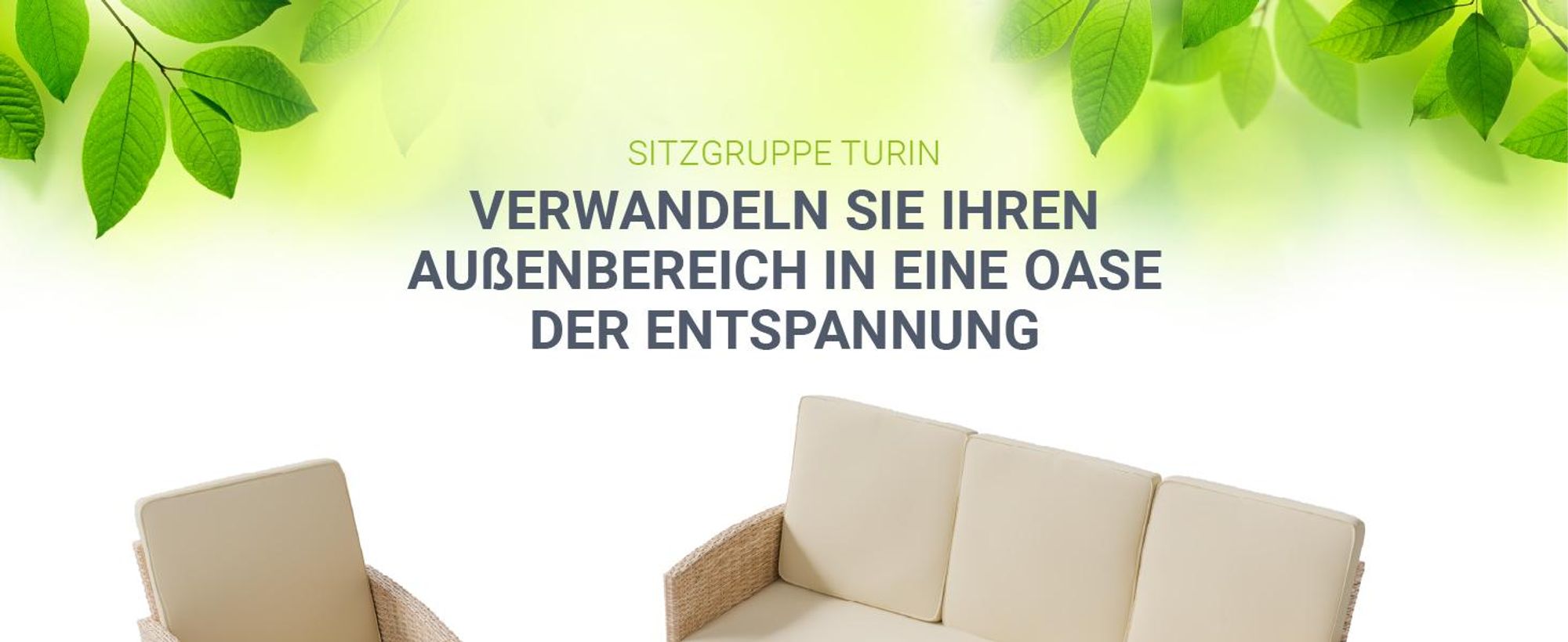 Juskys Polyrattan Gartenmöbel Sitzgruppe Turin Set 6 teilig - Outdoor Möbel Creme / Sand