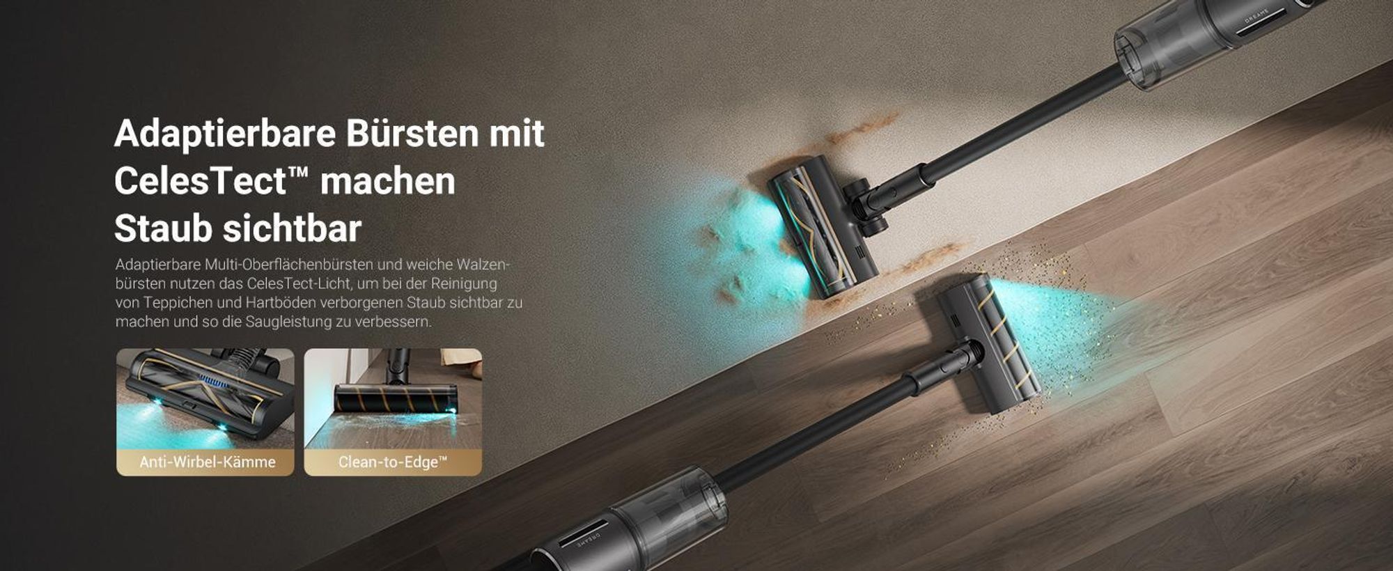 Dreame Z30 Akku-Stabstaubsauger,310AW/28kPa Kabelloser Handstaubsauger,99% HEPA 14 Filter,Mehrflächen,Kantenreinigung,330m²,UV-Licht,90Min,Anti-Tangle