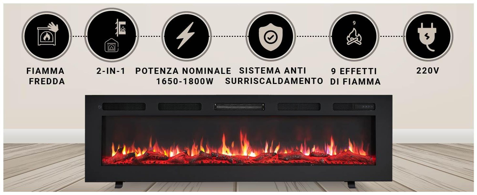 Camino elettrico BALDERIA Leif 60 - 2in1 - nero