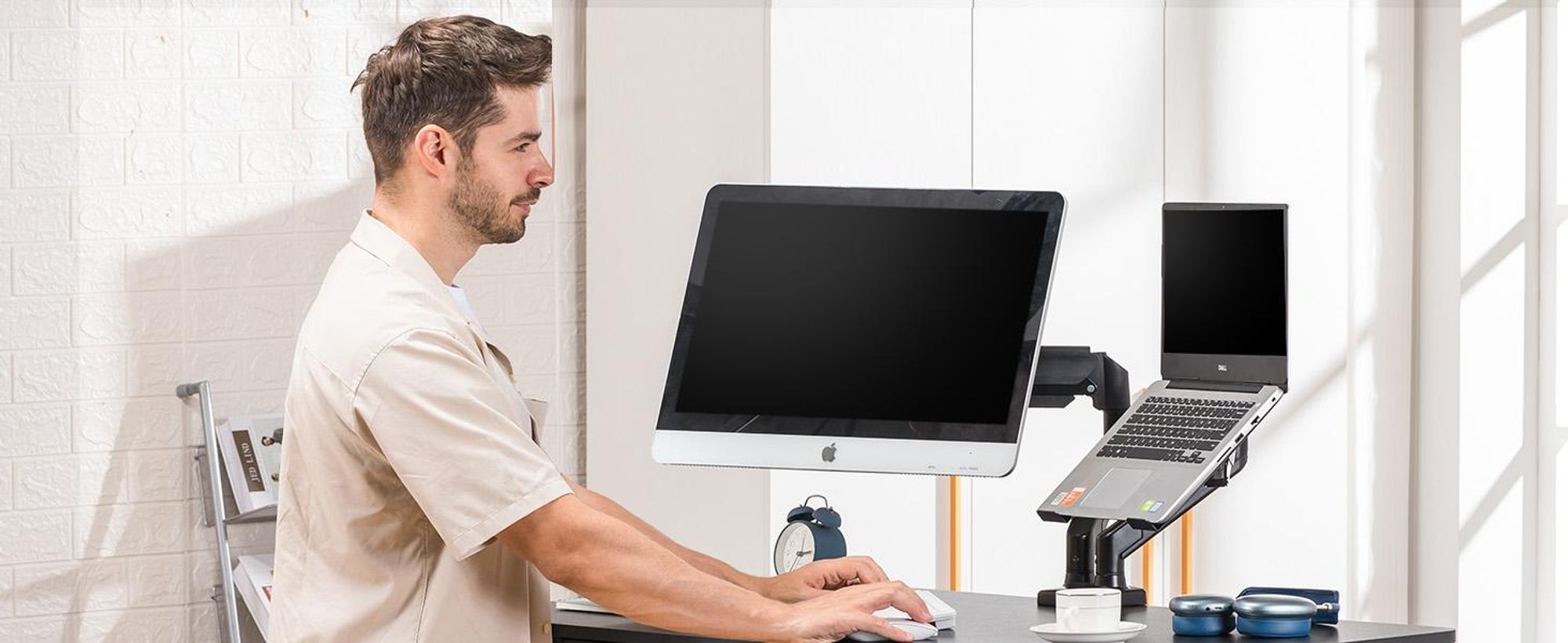 GTPLAYER Monitor Halterung Monitor arm monitorhalter für 13 bis 32 Zoll Bildschirme, Einzelner Monitorarm Ständer Hält 25 kg, Höhenverstellbare