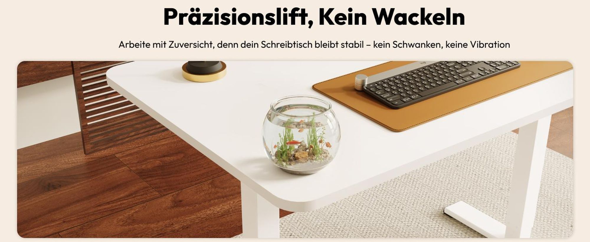 SANODESK QS1 Höhenverstellbarer Schreibtisch Elektrisch EINTEILIGE TISCHPLATTE, 4 Speicherplätzen, Haken & Kabelmanagement, 120x60cm (Weiß)
