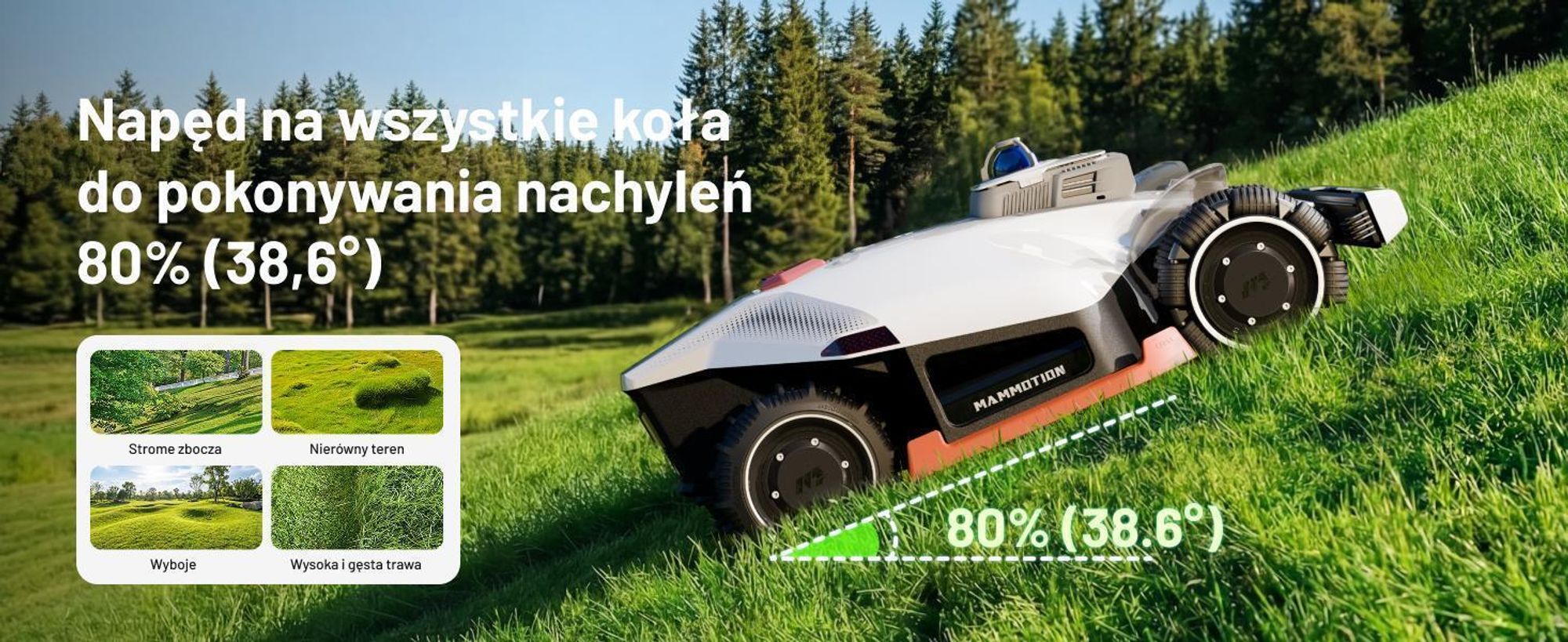 Robot koszący Mammotion LUBA 3 AWD 5000 z garażem, do 5000 m², napęd na wszystkie koła, nachylenie 80%, automatyczne mapowanie, moduł 4G, APP