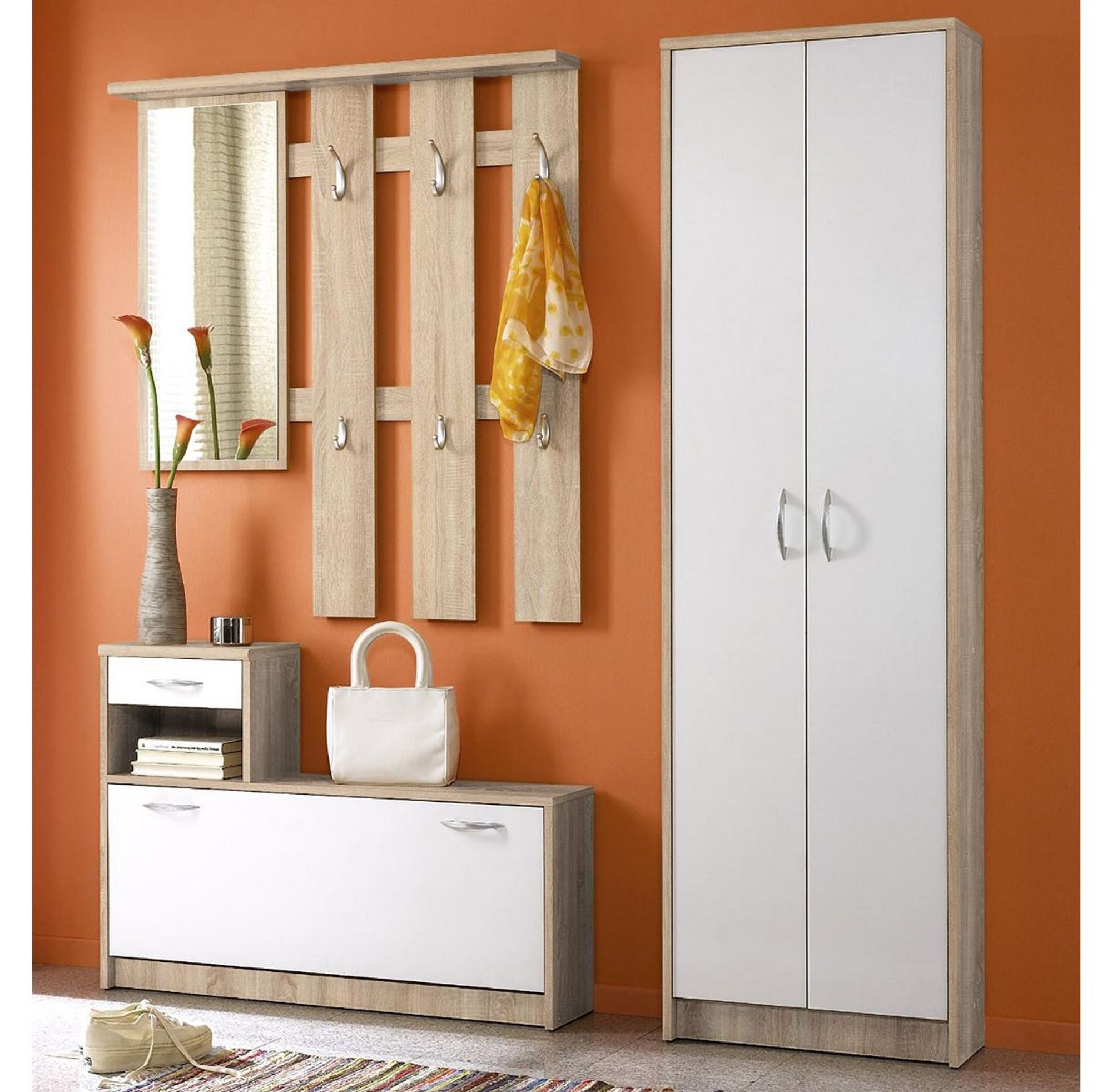 Selene II Garderobe – Garderoben-Set mit großem Stauraum und Spiegel