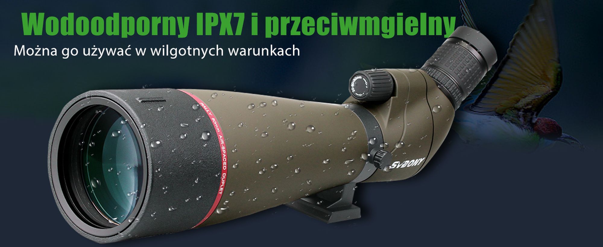 Luneta Svbony SV13 20-60x80 z adapterem do smartfona, wodoodporna lornetka lornetkowa HD z futerałem, teleskop kątowy FMC Optics