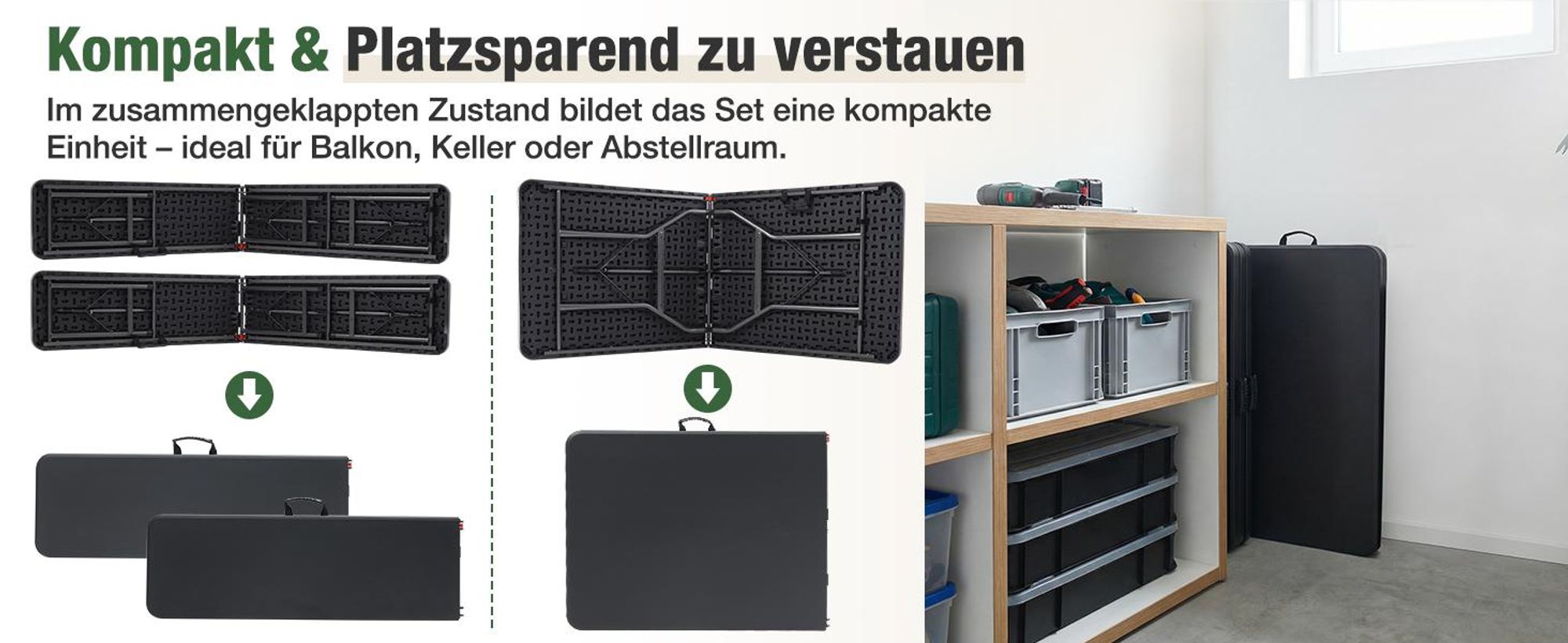 180cm Bierzeltgarnitur Klappbar Festzeltgarnitur mit Tragegriffe Gartenmöbel Set