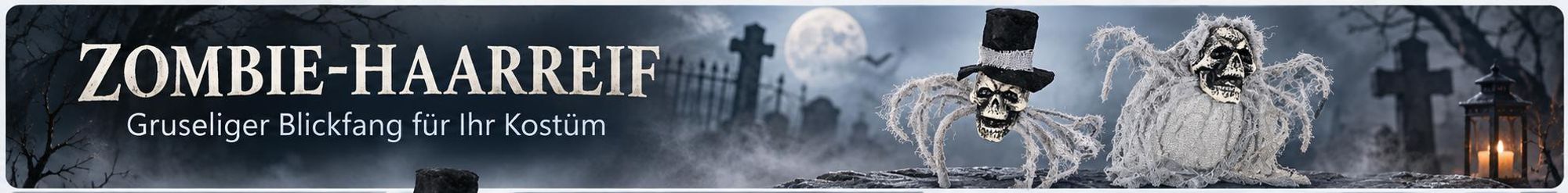 Zombie-​Haarreif mit Totenkopf – Zylinder oder Schleier (Totenkopf mit Schleier)