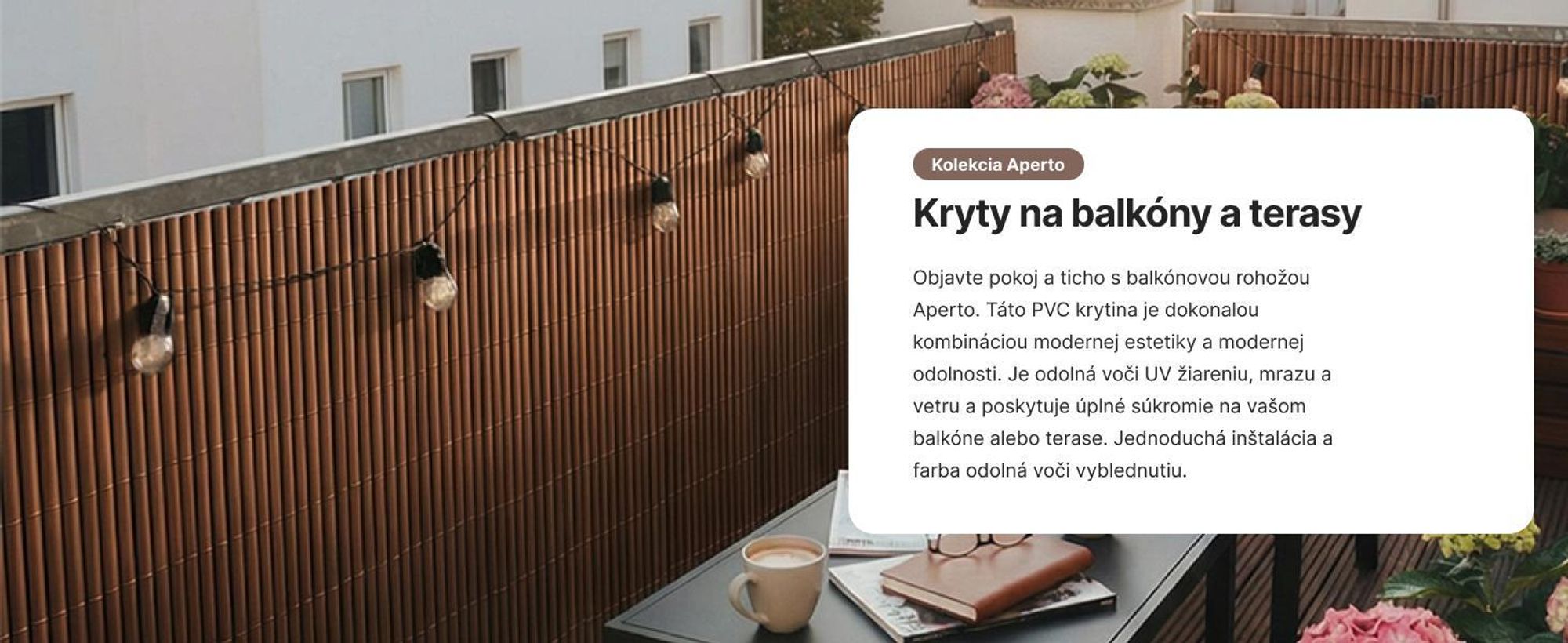 Zástena Balkón, Terasu, Záhradu, PVC, Mazovia 100x300 cm Sivá, Odolná Voči Vetru, Poveternostným Vplyvom a UV Žiareniu, Bez Vŕtania Zástenová Rohož,