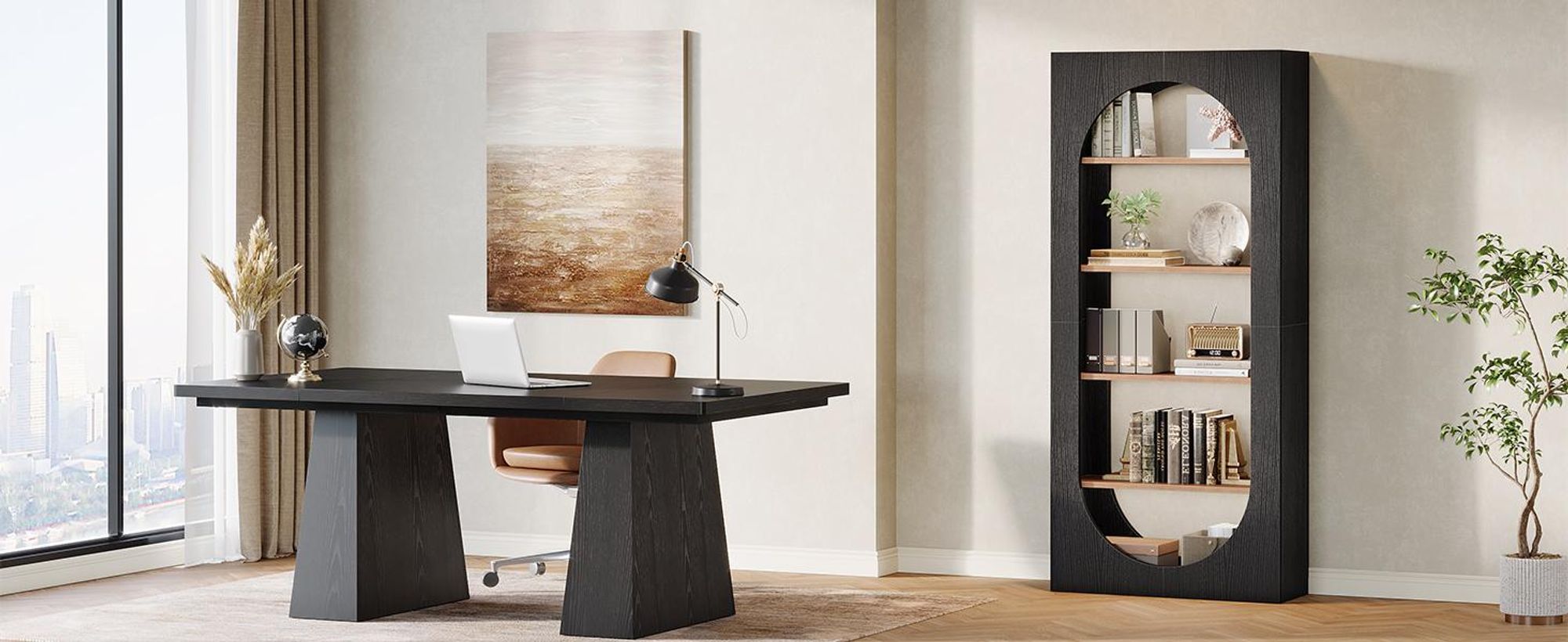 Bücherregal, 5-stöckig Standregal, 180 cm Regal, gewölbt, Offenes Regaldesign für schnellen Zugriff, perfekt für Homeoffice, Wohnzimmer oder Flur