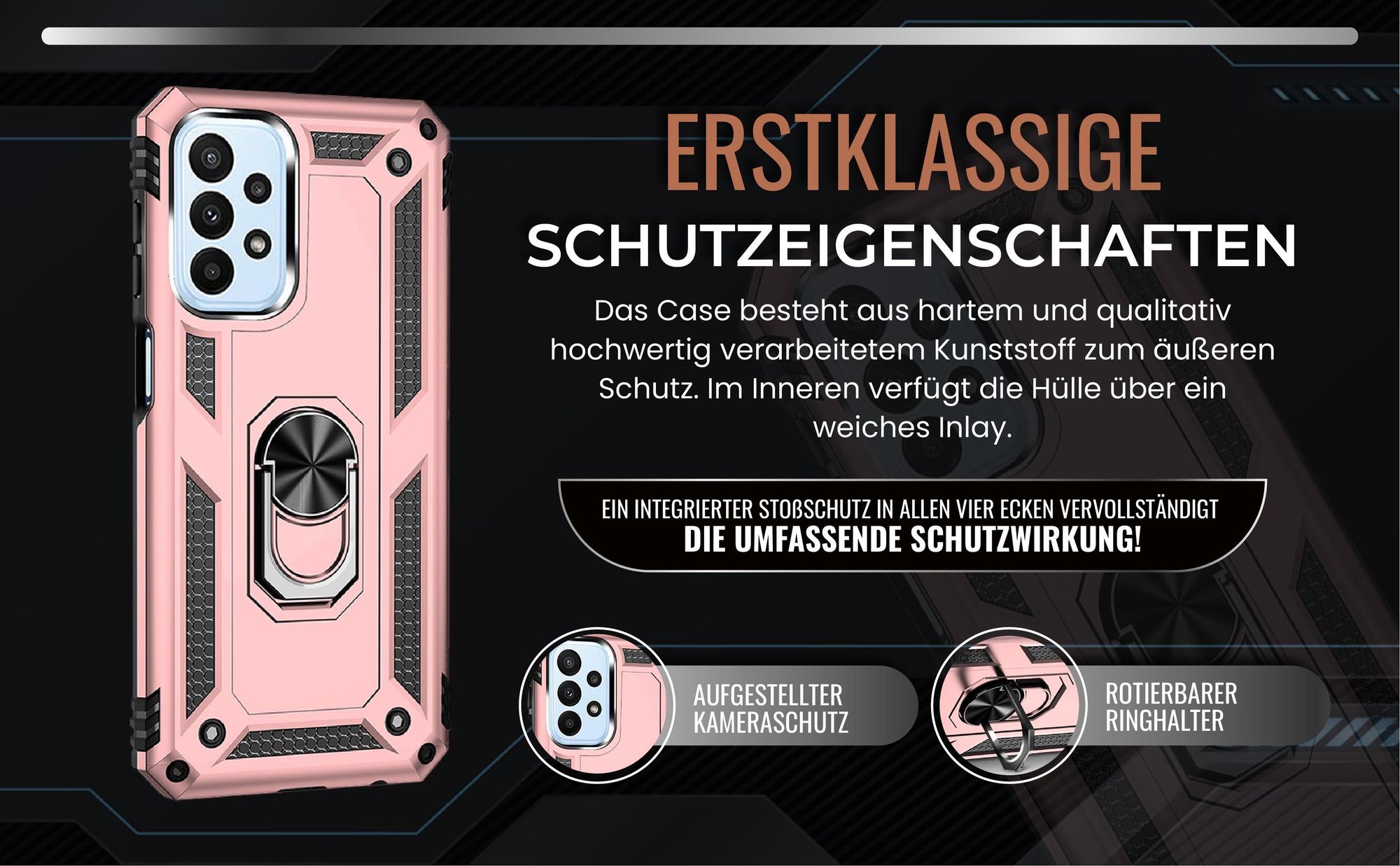 Handycase in Rosegold für Samsung Galaxy A23 5G mit Kameraschutz