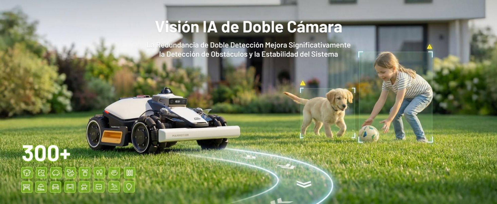 Robot cortacésped Mammotion LUBA Mini 2 AWD 1500, sin cable, para 1500m², con corte de bordes, DropMow, pendientes de 80 %, cartografía autoa, 4G, APP