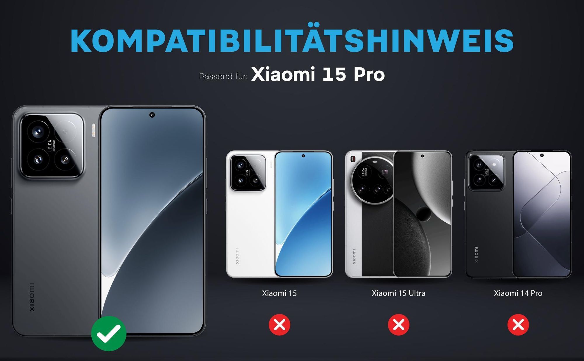 Kompatibilitätshinweise Kameraglas für Xiaomi 15 Pro