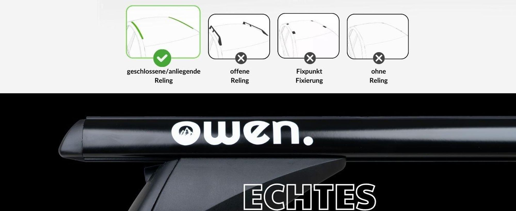 Nur für Fahrzeuge mit geschlossener oder anliegender Reling geeignet.