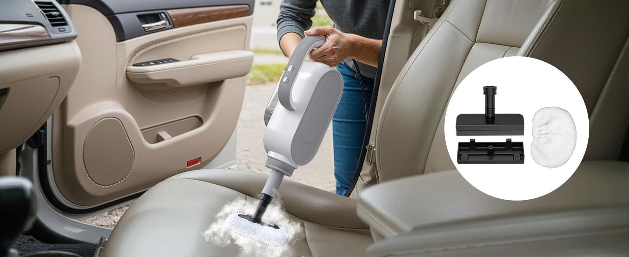 13-in-1 Dampfbesen & Dampfreiniger, 20s Aufheizung, 3 Stufen, 1500W Multifunktions Dampfmopp mit 500ml Tank & 7m Kabel für Böden Teppiche Fenster Glas