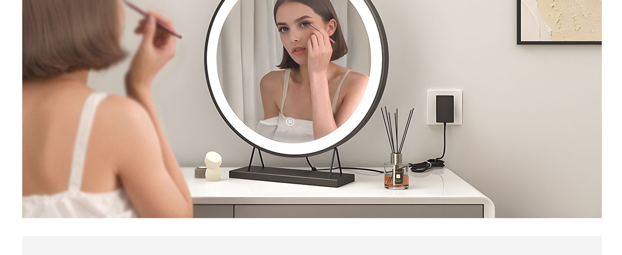 Heilmetz Schminkspiegel mit Beleuchtung Φ40cm Schwarz LED Kosmetikspiegel Tischspiegel 3 Lichtfarbe Warmweiß/Neutral/Kaltweiß(Dimmbar 3000-6500K)Touch