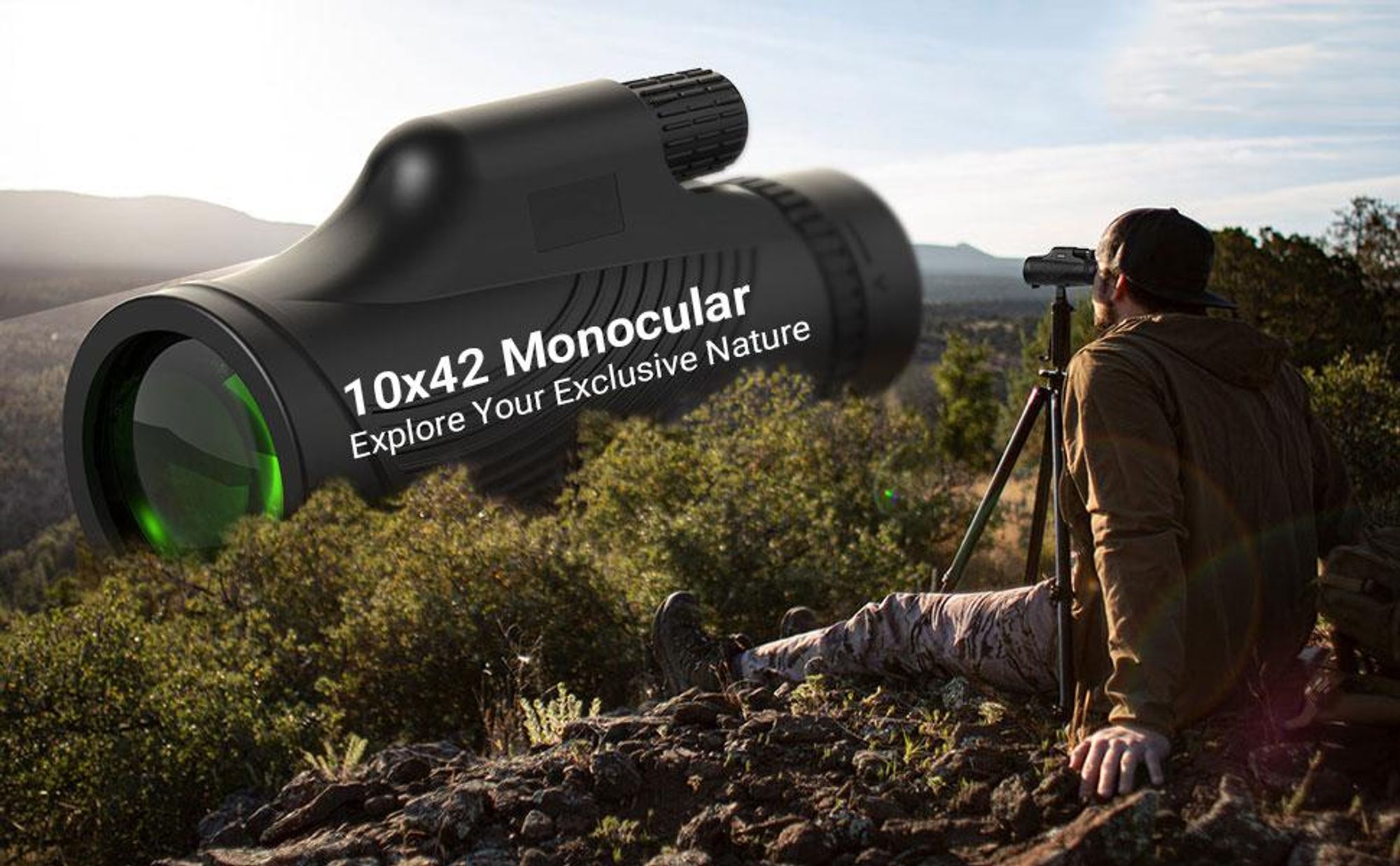 10x42 Monokular Teleskop Erwachsene,HD Monokular Fernrohr mit BAK4 Prisma und FMC Beschichtung, für Vogelbeobachtung, Jagd, Wandern