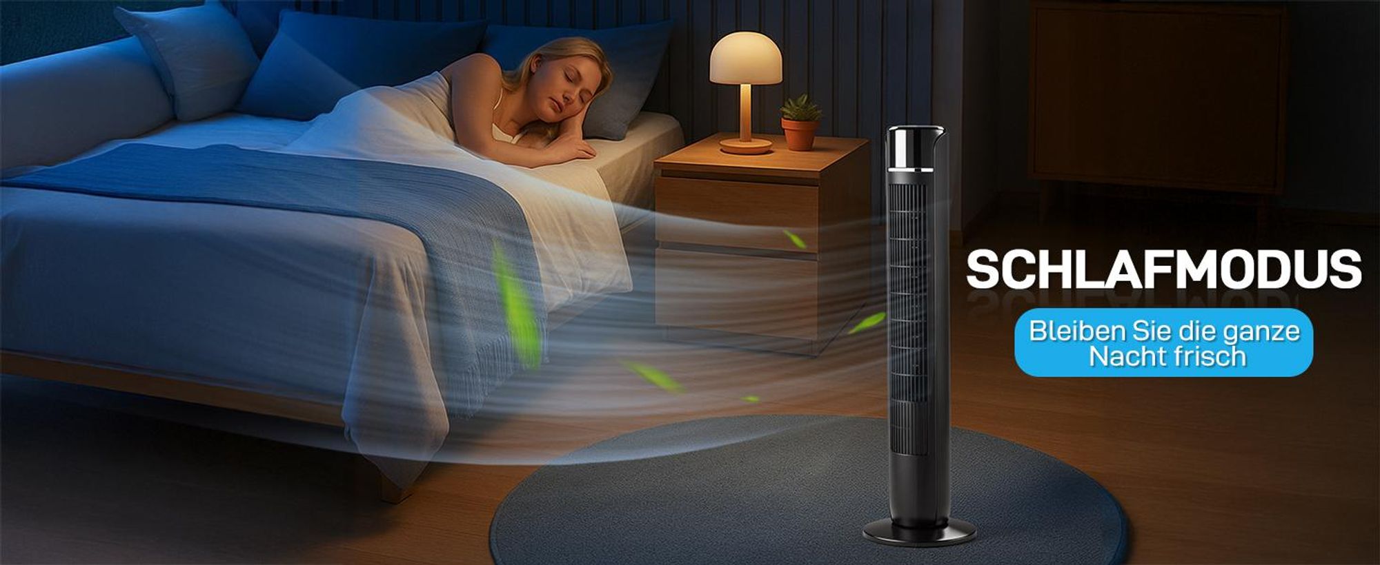 FCH Schlafzimmer-Turmventilator, oszillierender Standventilator für den Innenbereich mit 12-Stunden-Timer, LED-Anzeige und Fernbedienung