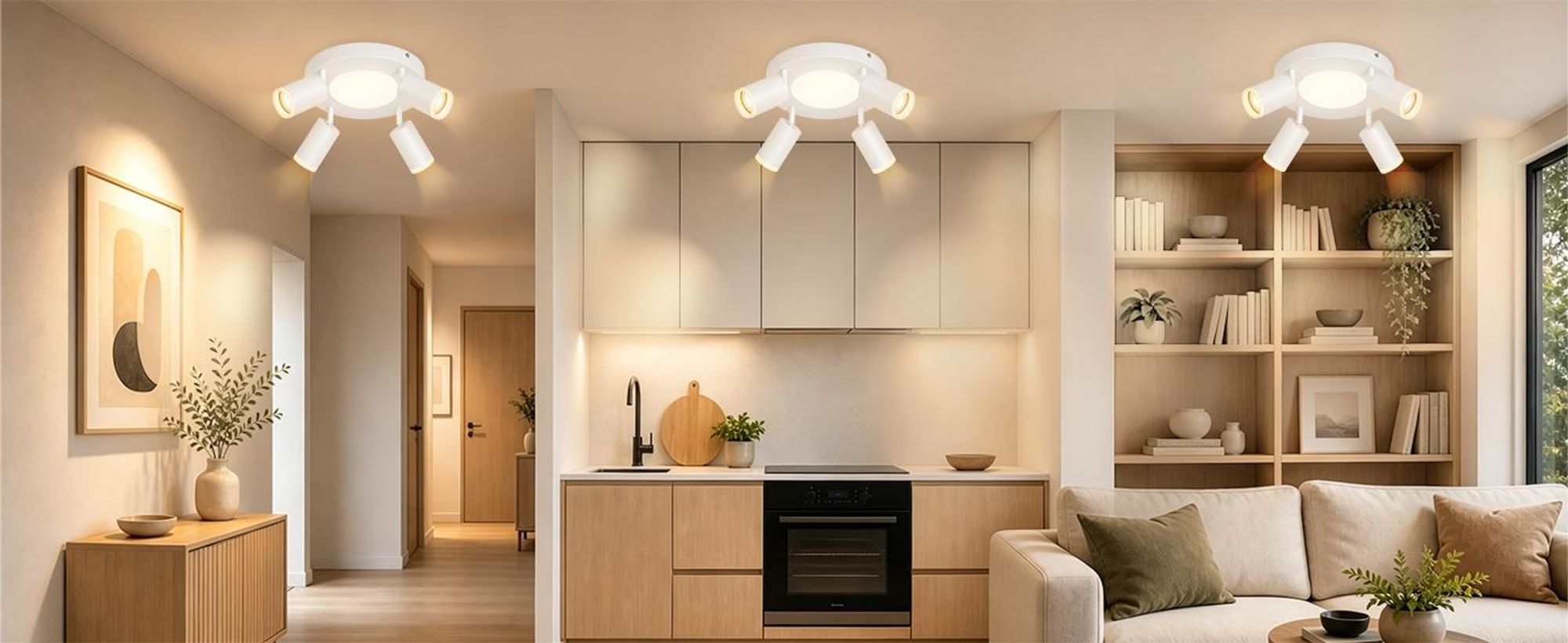 ZMH Led soffitto 4 fiamme soffitto spot GU10 camera da letto lampada 3000k bianco cucina lampada 20W soffitto faretto orientabile per soggiorno cucina camera da letto