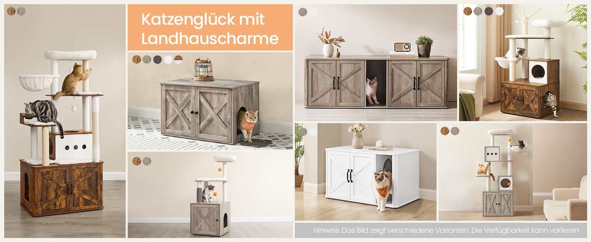 FEANDREA Katzentoilette,80x53x49,2cm,mit herausnehmbarem Trennwand greige