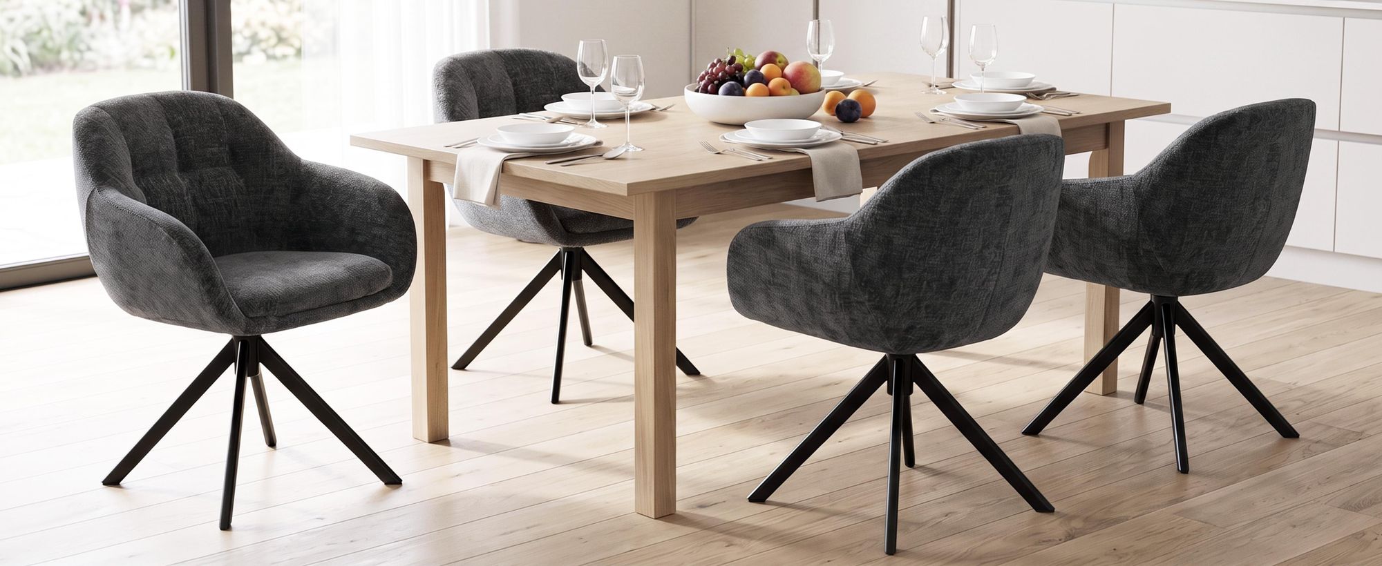 Duhome Loungesessel Armlehnstuhl aus Chenille-Stoff, Schminktisch Stuhl Esszimmerstuhl Sitzschale 360° drehbar, Grau