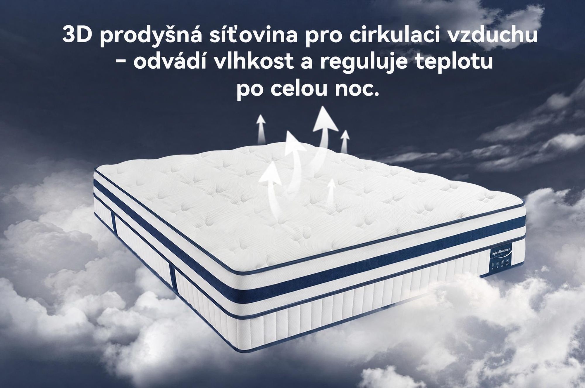 Matrace 90x200 cm, výška 30 cm, s integrovaným topperem, 7zónová kapsičková pružinová matrace H3/H4