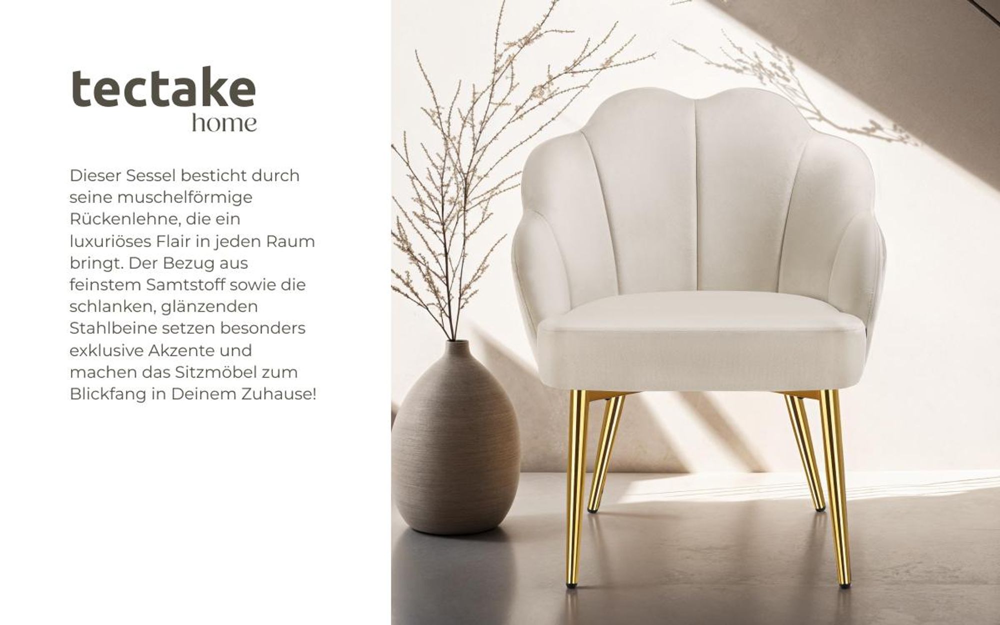 tectake® Cocktailsessel Hellen gepolstert, mit Samtbezug 66 x 62 x 80,5 cm