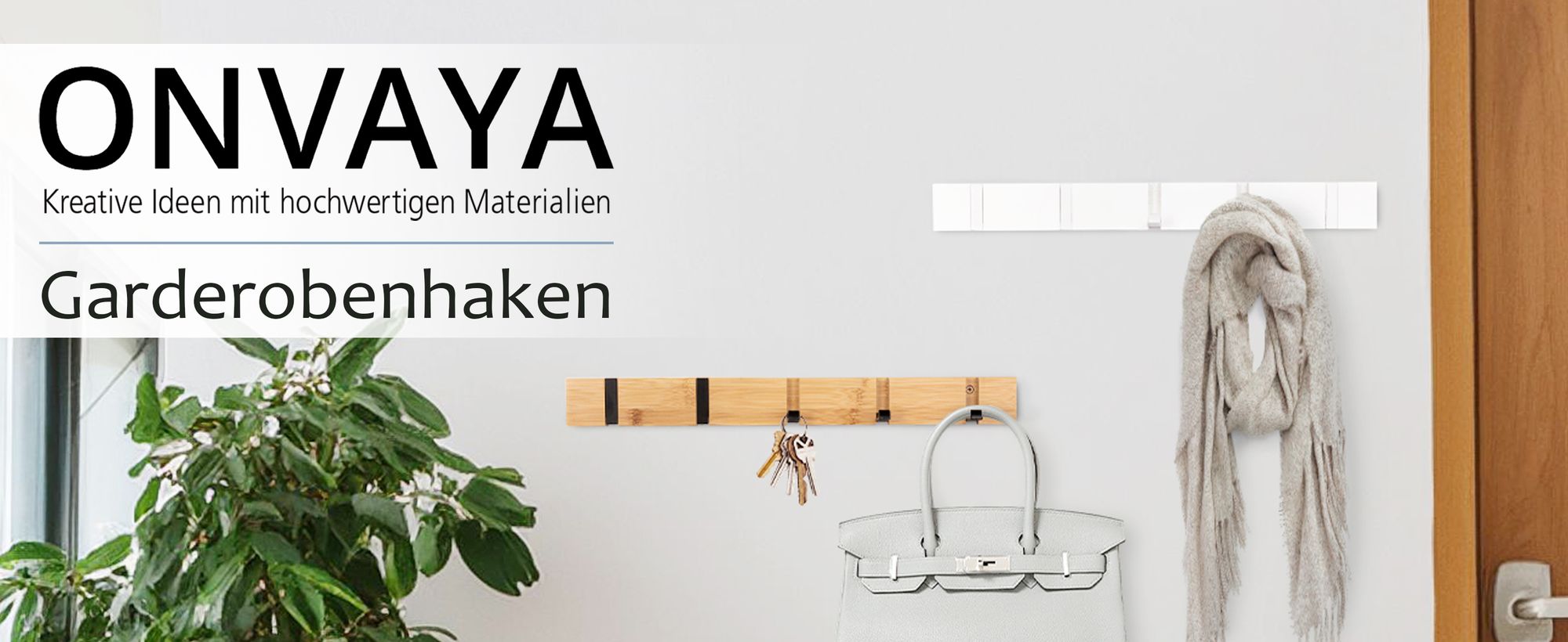 ONVAYA Garderobenhaken | Bambus | Wandgarderobe in